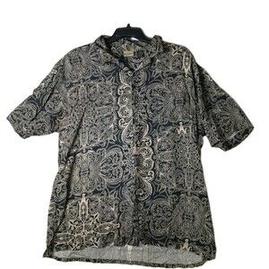 Axist Mens 100% Silk Paisley Print Button Down 2XB